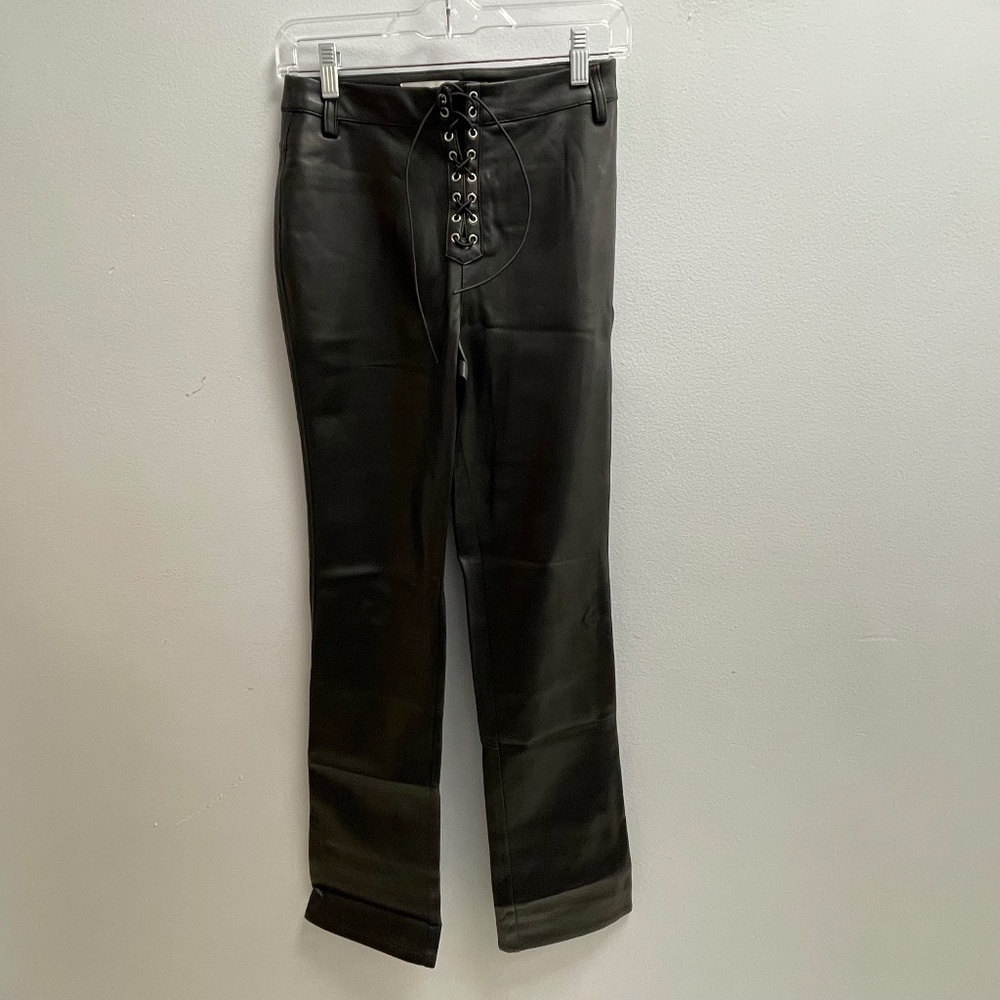 WeWoreWhat Faux Leather Lace Front Pant - Black - Size 24